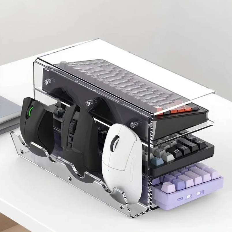 Gaming Console Keyboard - Rak Penyimpanan Akrilik 3 Tingkat untuk
