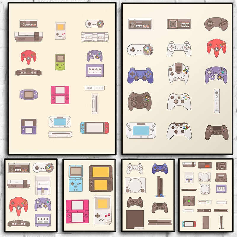 Evolution Gaming Console - Lukisan Kanvas 2D: Poster Evolusi Konsol