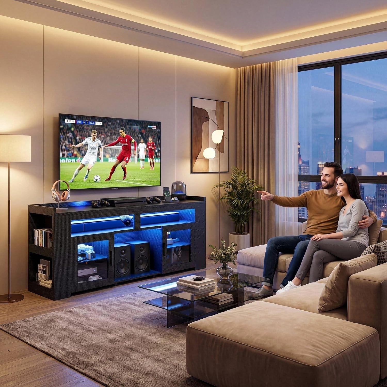 Meja TV dengan Stasiun Pengisi - Gaming Console Room ulasan dan harga