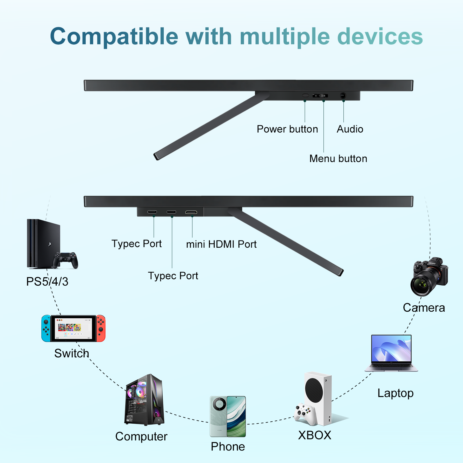 Monitor Portabel WonTim 14' 4K - Gaming Console Connect With Phone ulasan dan harga