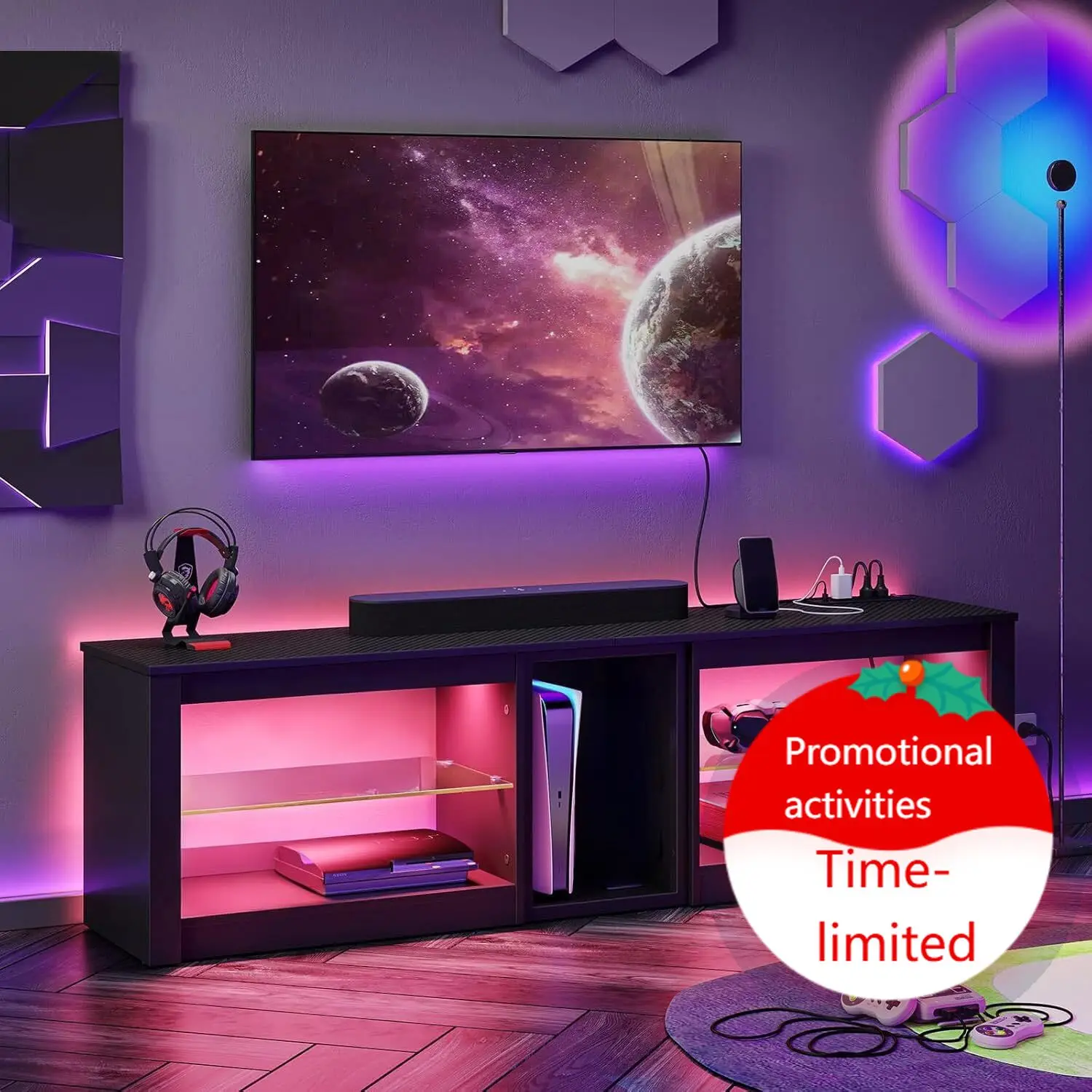 Meja TV untuk PS5 dengan Stopk - Gaming Console Room ulasan dan harga